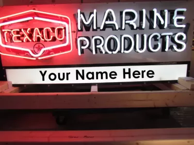 New Texaco Marine Double-sided Porcelain Neon with Privilege Panel 48"W x 24"H