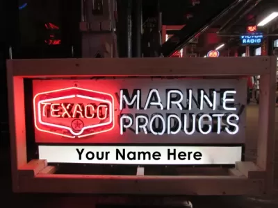 New Texaco Marine Double-sided Porcelain Neon with Privilege Panel 48"W x 24"H