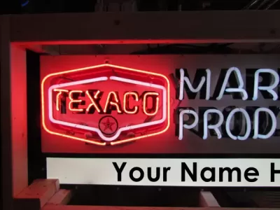 New Texaco Marine Double-sided Porcelain Neon with Privilege Panel 48"W x 24"H