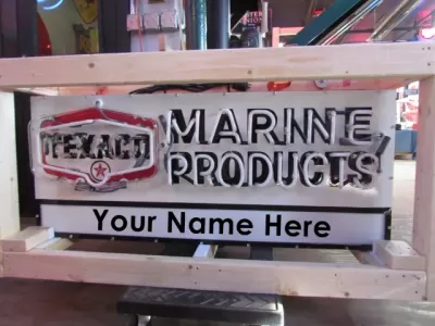 New Texaco Marine Double-sided Porcelain Neon with Privilege Panel 48"W x 24"H