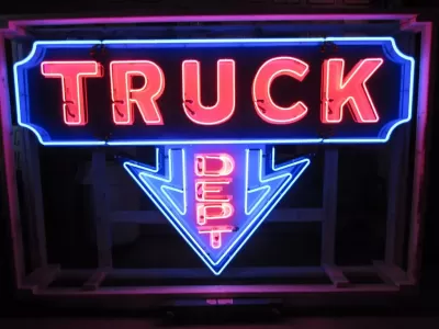 New Truck Dept Porcelain Metal Neon Sign 96"W x 77"H