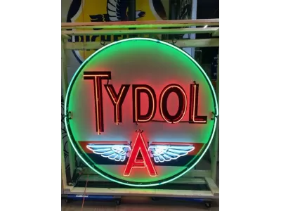 Original Tydol 72" Diameter Porcelain Neon Sign