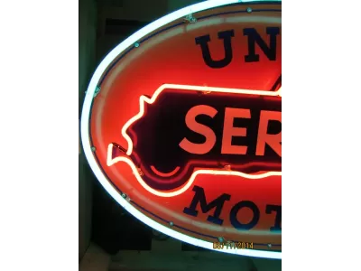 New United Motors Double-Sided Porcelain Neon Sign 48"W x 28"H