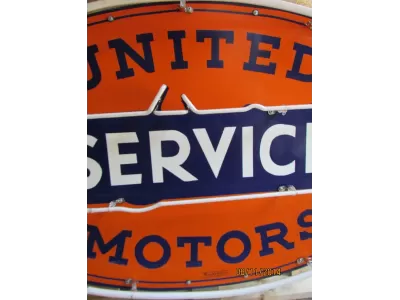 New United Motors Double-Sided Porcelain Neon Sign 48"W x 28"H