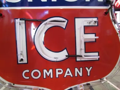 New The Union ICE Company Double-Sided Porcelain Neon Sign 48 IN