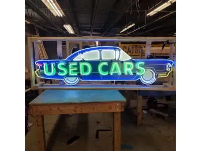 New Used Cars Painted Neon Sign 8 FT Wide x 38" High