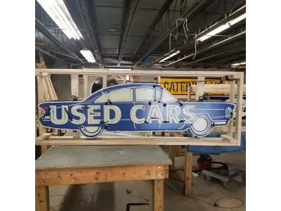 New Used Cars Painted Neon Sign 8 FT Wide x 38" High