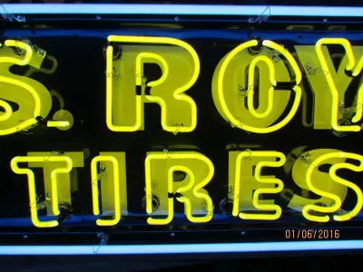 Original U.S. Royal Tires Sign with Neon 60"W x 18"H