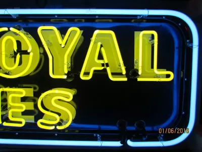 Original U.S. Royal Tires Sign with Neon 60"W x 18"H