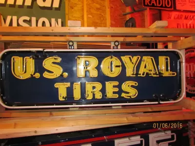 Original U.S. Royal Tires Sign with Neon 60"W x 18"H