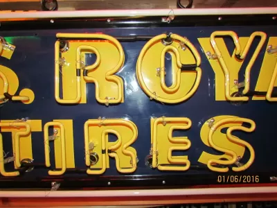 Original U.S. Royal Tires Sign with Neon 60"W x 18"H