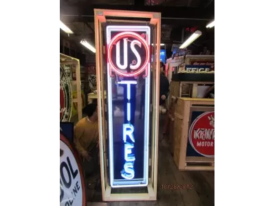 New US Tires Porcelain Neon Sign 18"W x 60"H
