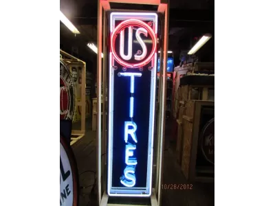 New US Tires Porcelain Neon Sign 18"W x 60"H