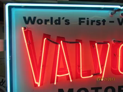 Original Valvoline Painted Neon Sign 70"W x 34"H