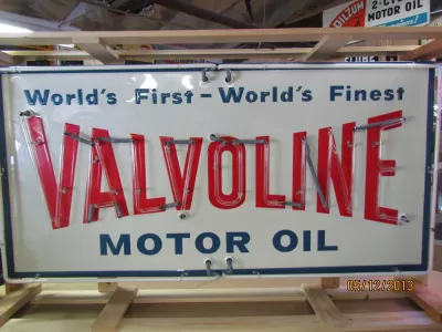 Original Valvoline Painted Neon Sign 70"W x 34"H