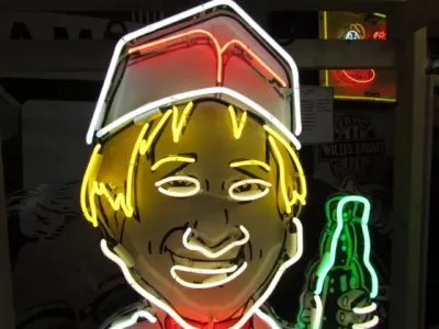 New Porcelain Vernor's Soda Jerk Sign with Neon 42 " W x 72 "H 
