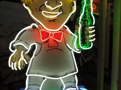 New Porcelain Vernor's Soda Jerk Sign with Neon 42 " W x 72 "H 