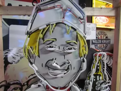 New Porcelain Vernor's Soda Jerk Sign with Neon 42 " W x 72 "H 