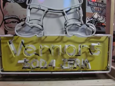 New Porcelain Vernor's Soda Jerk Sign with Neon 42 " W x 72 "H 