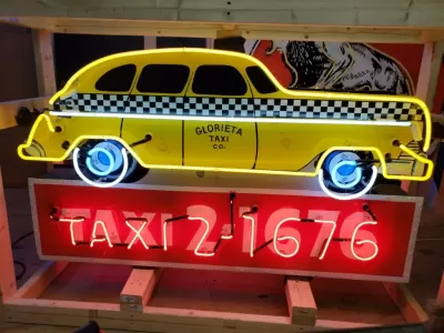 New Vintage TAXI Double-Sided Porcelain Neon Sign 72"W x 42"H