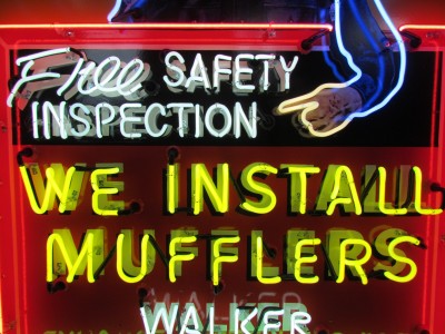 New Walker "We Install Mufflers" Porcelain Neon Sign 45 1/2 IN W x 74 IN H 