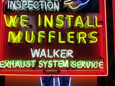 New Walker "We Install Mufflers" Porcelain Neon Sign 45 1/2 IN W x 74 IN H 