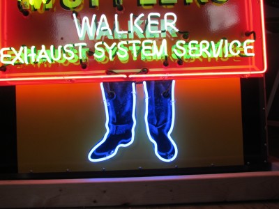 New Walker "We Install Mufflers" Porcelain Neon Sign 45 1/2 IN W x 74 IN H 