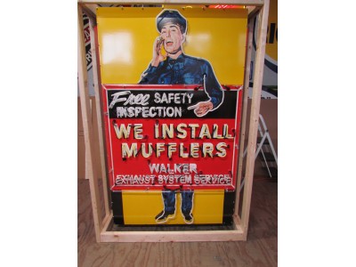 New Walker "We Install Mufflers" Porcelain Neon Sign 45 1/2 IN W x 74 IN H 