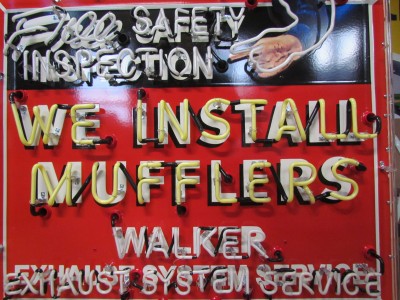 New Walker "We Install Mufflers" Porcelain Neon Sign 45 1/2 IN W x 74 IN H 