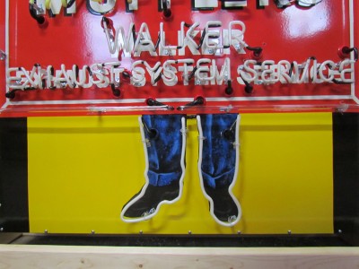 New Walker "We Install Mufflers" Porcelain Neon Sign 45 1/2 IN W x 74 IN H 