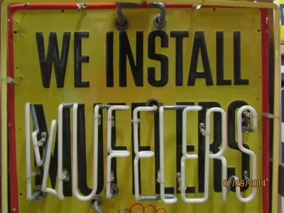 Original Walker Mufflers Painted Neon Sign 42 IN W x 58 IN H 