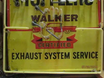 Original Walker Mufflers Painted Neon Sign 42 IN W x 58 IN H 
