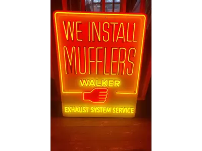 Original Walker Mufflers Painted Neon Sign 42 IN W x 58 IN H 