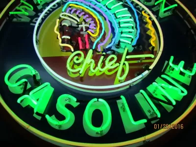 New Washington Gasoline Porcelain Neon Sign 48" Diameter