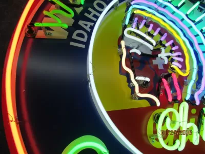 New Washington Gasoline Porcelain Neon Sign 48" Diameter