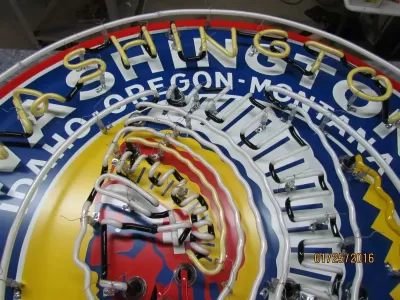 New Washington Gasoline Porcelain Neon Sign 48" Diameter