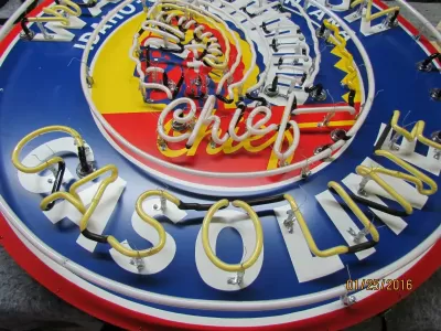 New Washington Gasoline Porcelain Neon Sign 48" Diameter