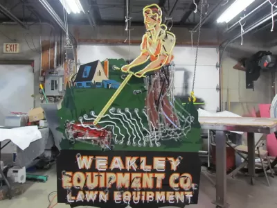 New Weakley Equipment Animated Painted Neon Sign 52"W x 72"H