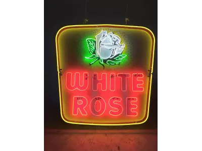 Original White Rose Original Porcelain Neon Sign 6FT x 6FT
