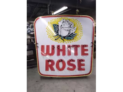 Original White Rose Original Porcelain Neon Sign 6FT x 6FT