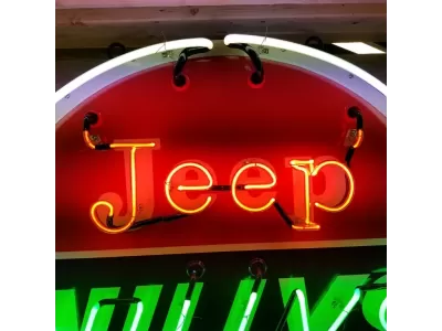 New Jeep Willy's Service Porcelain Neon Sign - 48" Diameter