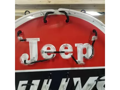 New Jeep Willy's Service Porcelain Neon Sign - 48" Diameter