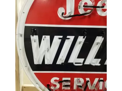 New Jeep Willy's Service Porcelain Neon Sign - 48" Diameter
