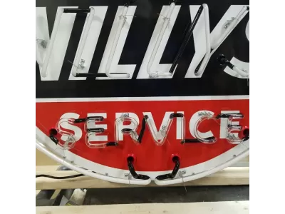 New Jeep Willy's Service Porcelain Neon Sign - 48" Diameter