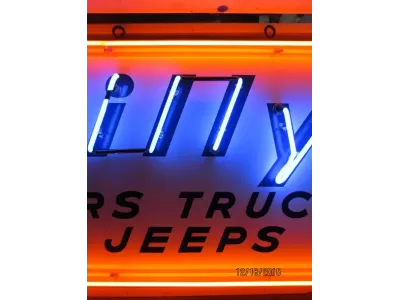 New Willy's "Cars Trucks Jeeps" Porcelain Neon Sign 72"Wx  36"H
