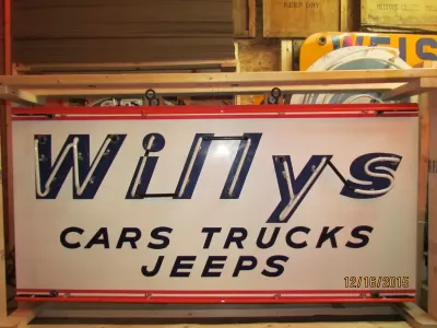 New Willy's "Cars Trucks Jeeps" Porcelain Neon Sign 72"Wx  36"H
