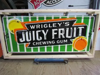 New Wrigley's Juicy Fruit Gum Candy Wrapper Painted Neon Sign 78 IN W x 34 IN H