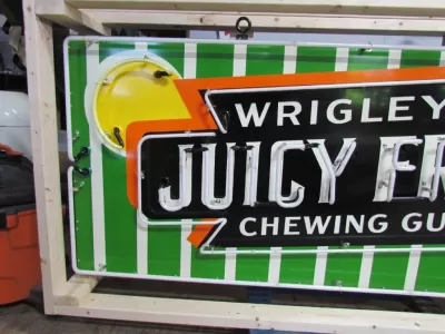 New Wrigley's Juicy Fruit Gum Candy Wrapper Painted Neon Sign 78 IN W x 34 IN H