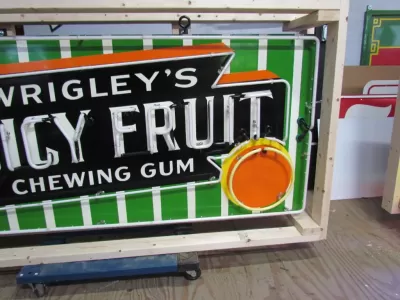 New Wrigley's Juicy Fruit Gum Candy Wrapper Painted Neon Sign 78 IN W x 34 IN H