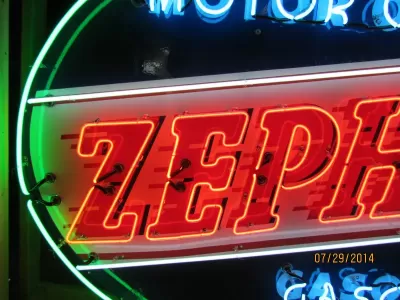 New Zephyr Gas & Motor Oil Painted Neon Sign - 7 Ft W x 5 Ft H